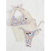 imageMakeMeChic Womens Halter Triangle Thong Bikini Sets High Cut Swimsuit Bathing Suit SwimwearMulticolored