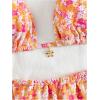 imageMakeMeChic Womens Halter Triangle Thong Bikini Sets High Cut Swimsuit Bathing Suit SwimwearOrange Flower