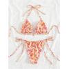 imageMakeMeChic Womens Halter Triangle Thong Bikini Sets High Cut Swimsuit Bathing Suit SwimwearOrange Flower