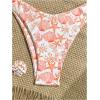 imageMakeMeChic Womens Halter Triangle Thong Bikini Sets High Cut Swimsuit Bathing Suit SwimwearOrange White
