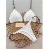 imageMakeMeChic Womens Halter Triangle Thong Bikini Sets High Cut Swimsuit Bathing Suit SwimwearPlain White