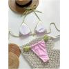 imageMakeMeChic Womens Halter Triangle Thong Bikini Sets High Cut Swimsuit Bathing Suit SwimwearPolka Dots Pink