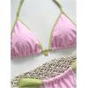imageMakeMeChic Womens Halter Triangle Thong Bikini Sets High Cut Swimsuit Bathing Suit SwimwearPolka Dots Pink