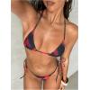 imageMakeMeChic Womens Halter Triangle Thong Bikini Sets High Cut Swimsuit Bathing Suit SwimwearRed Black