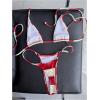 imageMakeMeChic Womens Halter Triangle Thong Bikini Sets High Cut Swimsuit Bathing Suit SwimwearRed and White