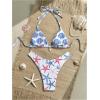 imageMakeMeChic Womens Halter Triangle Thong Bikini Sets High Cut Swimsuit Bathing Suit SwimwearStar Pink Blue