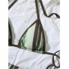 imageMakeMeChic Womens Halter Triangle Thong Bikini Sets High Cut Swimsuit Bathing Suit SwimwearStriped Army Green