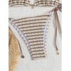 imageMakeMeChic Womens Halter Triangle Thong Bikini Sets High Cut Swimsuit Bathing Suit SwimwearStriped Mocha Brown