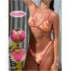 imageMakeMeChic Womens Halter Triangle Thong Bikini Sets High Cut Swimsuit Bathing Suit SwimwearYellow Floral Orange