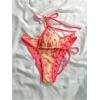 imageMakeMeChic Womens Halter Triangle Thong Bikini Sets High Cut Swimsuit Bathing Suit SwimwearYellow Floral Orange