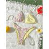 imageMakeMeChic Womens Halter Triangle Thong Bikini Sets High Cut Swimsuit Bathing Suit SwimwearYellow Floral Print