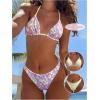imageMakeMeChic Womens Halter Triangle Thong Bikini Sets High Cut Swimsuit Bathing Suit SwimwearYellow Floral Print