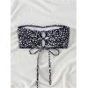 imageMakeMeChic Womens Lace Up Bandeau Bikini Top Printed Strapless Sleeveless Crop Tube Top Swimsuit Bathing SuitBlack