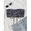 imageMakeMeChic Womens Lace Up Bandeau Bikini Top Printed Strapless Sleeveless Crop Tube Top Swimsuit Bathing SuitBlack