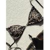 imageMakeMeChic Womens Leopard Print Bikini Set Spaghetti Strap Tie Back String Thong SwimsuitsBlack a