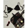imageMakeMeChic Womens Leopard Print Bikini Set Spaghetti Strap Tie Back String Thong SwimsuitsBlack a