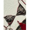 imageMakeMeChic Womens Leopard Print Bikini Set Spaghetti Strap Tie Back String Thong SwimsuitsMulticolor