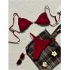 imageMakeMeChic Womens Leopard Print Bikini Set Spaghetti Strap Tie Back String Thong SwimsuitsMulticolor