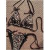 imageMakeMeChic Womens Leopard Print Bikini Sets Halter Triangle Tie Back Thong Bathing SuitBlack