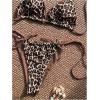 imageMakeMeChic Womens Leopard Print Bikini Sets Halter Triangle Tie Back Thong Bathing SuitBrown