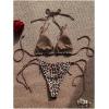imageMakeMeChic Womens Leopard Print Bikini Sets Halter Triangle Tie Back Thong Bathing SuitBrown