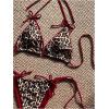imageMakeMeChic Womens Leopard Print Bikini Sets Halter Triangle Tie Back Thong Bathing SuitMulticolor