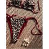 imageMakeMeChic Womens Leopard Print Bikini Sets Halter Triangle Tie Back Thong Bathing SuitMulticolor