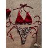 imageMakeMeChic Womens Leopard Print Bikini Sets Halter Triangle Tie Back Thong Bathing SuitMulticolor