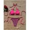 imageMakeMeChic Womens Leopard Print Bikini Sets Halter Triangle Tie Back Thong Bathing SuitPink