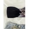 imageMakeMeChic Womens Leopard Print Bikini Top Bandeau Twist Front Summer Bathing Suit Swim TopsBlack