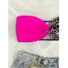imageMakeMeChic Womens Leopard Print Bikini Top Bandeau Twist Front Summer Bathing Suit Swim TopsHot Pink