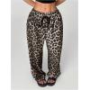 imageMakeMeChic Womens Leopard Print Pants Cheetah Sweatpants Drawstring Waist Wide Leg Baggy Jogger PantsApricot