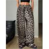 imageMakeMeChic Womens Leopard Print Pants Cheetah Sweatpants Drawstring Waist Wide Leg Baggy Jogger PantsApricot