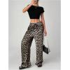 imageMakeMeChic Womens Leopard Print Pants Cheetah Sweatpants Drawstring Waist Wide Leg Baggy Jogger PantsApricot