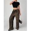 imageMakeMeChic Womens Leopard Print Pants Cheetah Sweatpants Drawstring Waist Wide Leg Baggy Jogger PantsBrown