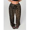 imageMakeMeChic Womens Leopard Print Pants Cheetah Sweatpants Drawstring Waist Wide Leg Baggy Jogger PantsBrown