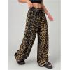 imageMakeMeChic Womens Leopard Print Pants Cheetah Sweatpants Drawstring Waist Wide Leg Baggy Jogger PantsBrown