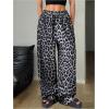 imageMakeMeChic Womens Leopard Print Pants Cheetah Sweatpants Drawstring Waist Wide Leg Baggy Jogger PantsGrey