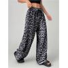 imageMakeMeChic Womens Leopard Print Pants Cheetah Sweatpants Drawstring Waist Wide Leg Baggy Jogger PantsGrey