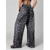 imageMakeMeChic Womens Leopard Print Pants Cheetah Sweatpants Drawstring Waist Wide Leg Baggy Jogger PantsGrey