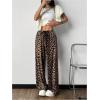 imageMakeMeChic Womens Leopard Print Pants Cheetah Sweatpants Drawstring Waist Wide Leg Baggy Jogger PantsMulticolor