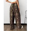 imageMakeMeChic Womens Leopard Print Pants Cheetah Sweatpants Drawstring Waist Wide Leg Baggy Jogger PantsMulticolor
