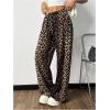 imageMakeMeChic Womens Leopard Print Pants Cheetah Sweatpants Drawstring Waist Wide Leg Baggy Jogger PantsMulticolor