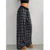 imageMakeMeChic Womens Leopard Print Pants Cheetah Sweatpants Drawstring Waist Wide Leg Baggy Jogger PantsPlaid Black