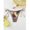 imageMakeMeChic Womens Leopard Print Swim Bottoms Tie Side High Cut Thong Summer Beach Bikini BottomsMulticolor