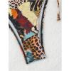 imageMakeMeChic Womens Leopard Print Swim Bottoms Tie Side High Cut Thong Summer Beach Bikini BottomsMulticolor