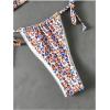 imageMakeMeChic Womens Printed 2 Piece Swimsuit Halter Triangle Bikini Set Tie Side Thong Bathing SuitFloral Multi