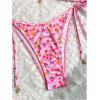 imageMakeMeChic Womens Printed 2 Piece Swimsuit Halter Triangle Bikini Set Tie Side Thong Bathing SuitFloral Pink