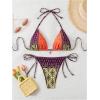 imageMakeMeChic Womens Printed 2 Piece Swimsuit Halter Triangle Bikini Set Tie Side Thong Bathing SuitPaisley Multi