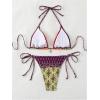 imageMakeMeChic Womens Printed 2 Piece Swimsuit Halter Triangle Bikini Set Tie Side Thong Bathing SuitPaisley Multi